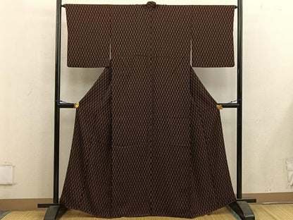 平和屋着物■上質な小紋 幾何学文様 黒地 正絹 逸品 BAAW6122mz