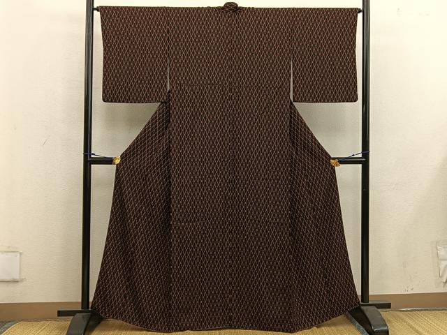 平和屋着物■上質な小紋 幾何学文様 黒地 正絹 逸品 BAAW6122mz