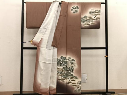 平和屋着物■訪問着 手描き 風景文 暈し染め 正絹 逸品 BAAW6131mz