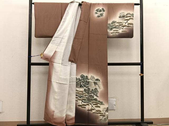 平和屋着物■訪問着 手描き 風景文 暈し染め 正絹 逸品 BAAW6131mz