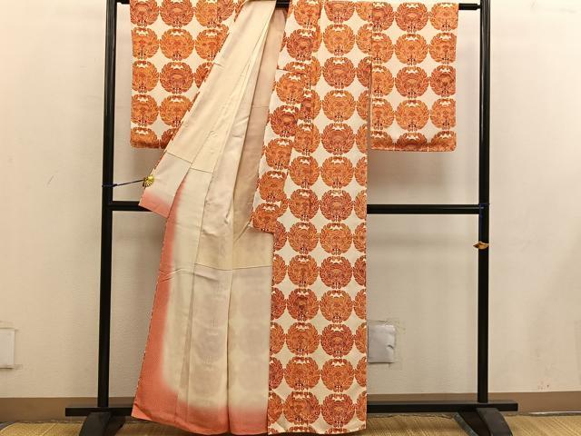 平和屋着物■上質な小紋 型染め 草花文 正絹 逸品 BAAW6133mz