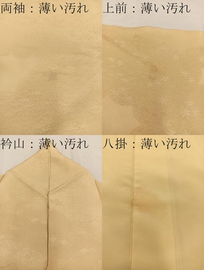 平和屋着物■上質な色無地 雲重ね花地紋 卵色 正絹 逸品 BAAW6134mz
