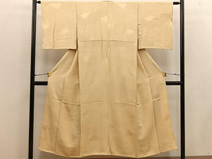平和屋着物■上質な色無地 雲重ね花地紋 卵色 正絹 逸品 BAAW6134mz