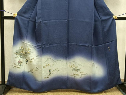 平和屋着物■訪問着 作家物 人物風景文 暈し染め 正絹 逸品 BAAW6139mz