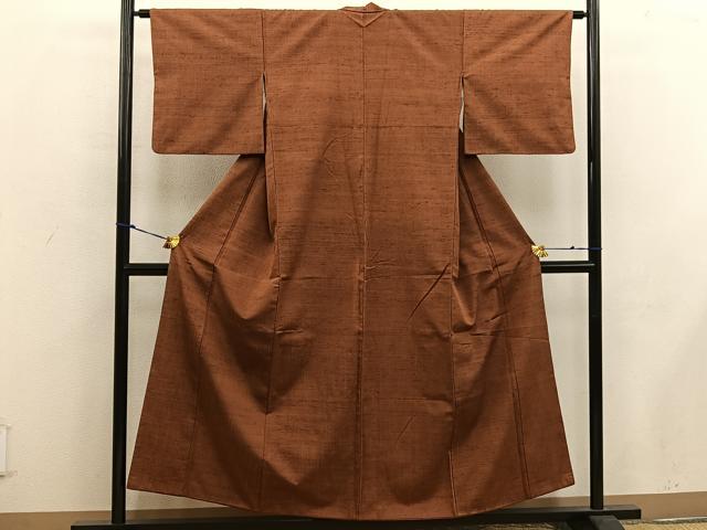 平和屋着物■上質な紬 唐茶色 正絹 逸品 BAAW6144mz