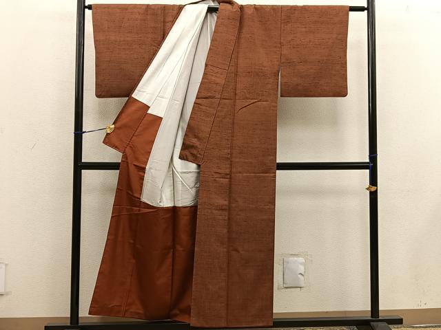 平和屋着物■上質な紬 唐茶色 正絹 逸品 BAAW6144mz