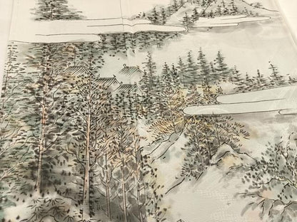 平和屋着物■訪問着 手描き 樹林風景文 正絹 逸品 未使用 BAAW6148mz