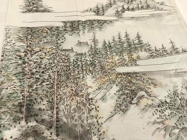 平和屋着物■訪問着 手描き 樹林風景文 正絹 逸品 未使用 BAAW6148mz