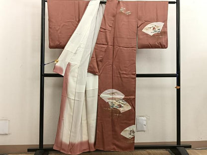 平和屋着物■訪問着 地紙重ね人物花文 金彩 正絹 逸品 BAAW6152mz