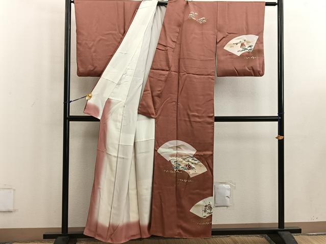 平和屋着物■訪問着 地紙重ね人物花文 金彩 正絹 逸品 BAAW6152mz