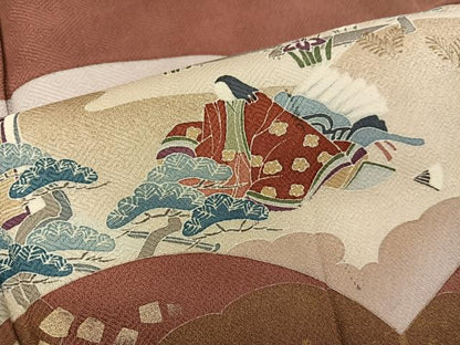 平和屋着物■訪問着 地紙重ね人物花文 金彩 正絹 逸品 BAAW6152mz