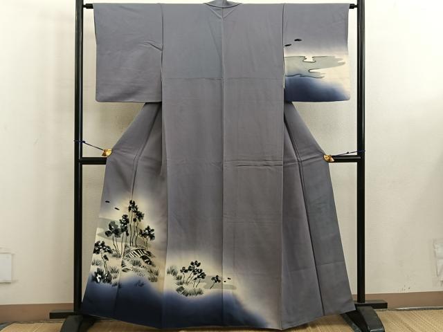 平和屋着物■訪問着 手描き 枝葉文 暈し染め 正絹 逸品 BAAW6160mz
