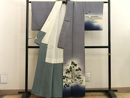 平和屋着物■訪問着 手描き 枝葉文 暈し染め 正絹 逸品 BAAW6160mz