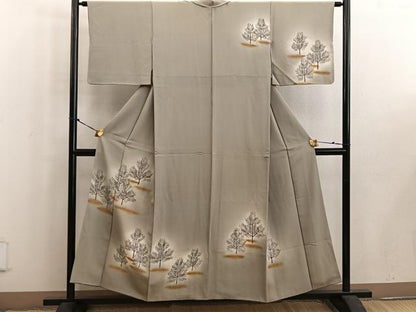 平和屋着物■訪問着 枝葉文 暈し染め 金彩 正絹 逸品 BAAW6164mz