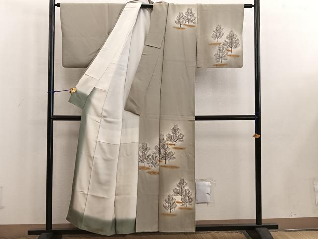 平和屋着物■訪問着 枝葉文 暈し染め 金彩 正絹 逸品 BAAW6164mz