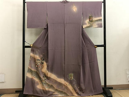 平和屋着物■訪問着 貝桶飛鶴花文 暈し染め 金彩 正絹 逸品 BAAW6168mz