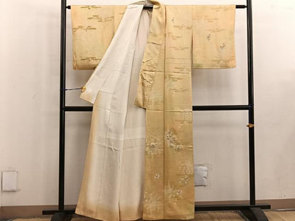 平和屋着物■上質な小紋 駒刺繍 花車文 暈し染め 正絹 逸品 BAAW6186mz