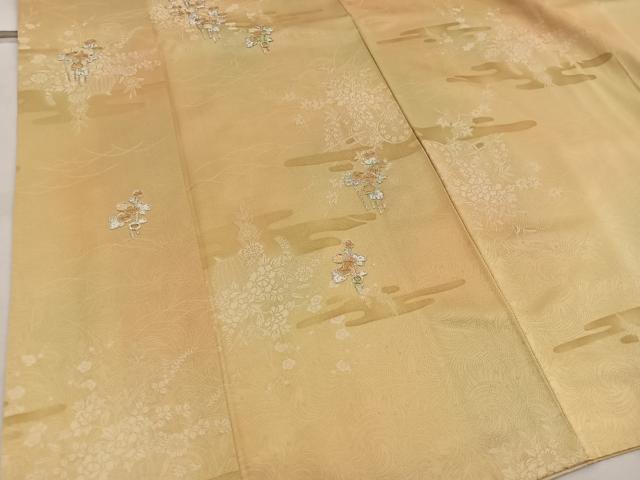 平和屋着物■上質な小紋 駒刺繍 花車文 暈し染め 正絹 逸品 BAAW6186mz