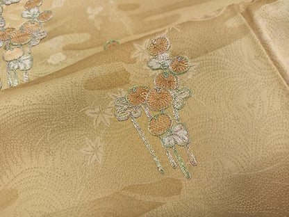 平和屋着物■上質な小紋 駒刺繍 花車文 暈し染め 正絹 逸品 BAAW6186mz