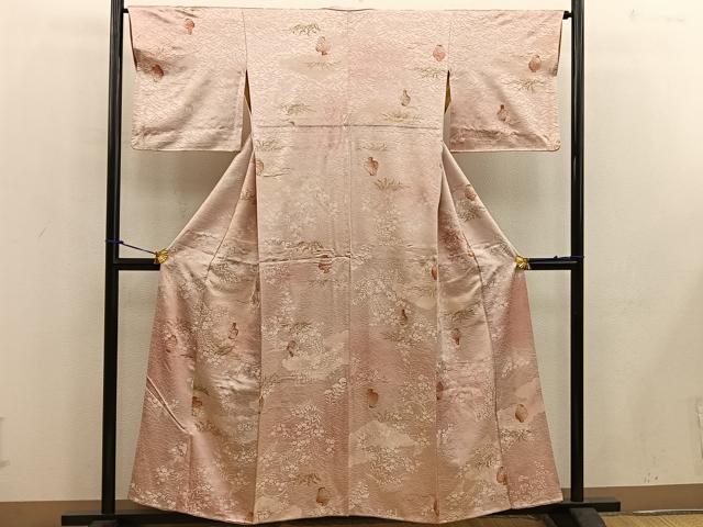平和屋着物■上質な小紋 陶器花文 金彩 正絹 逸品 BAAW6188mz