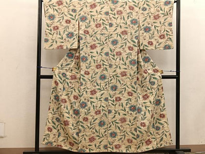 平和屋着物■上質な小紋 更紗花文 正絹 逸品 BAAW6190mz