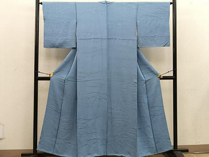 平和屋着物■上質な色無地 草葉地紋 水浅葱色 正絹 逸品 BAAW6196mz