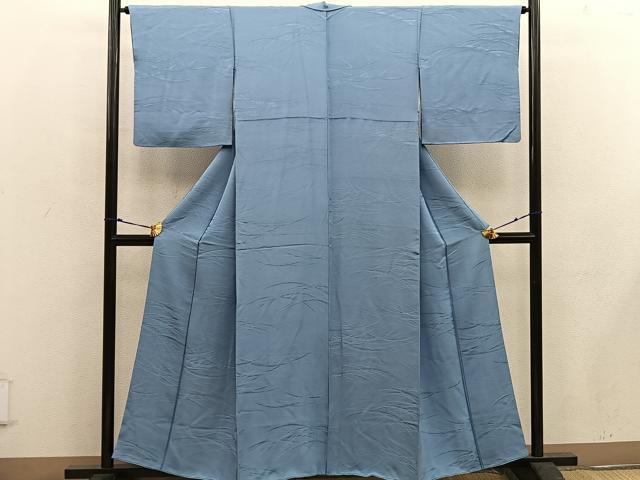 平和屋着物■上質な色無地 草葉地紋 水浅葱色 正絹 逸品 BAAW6196mz
