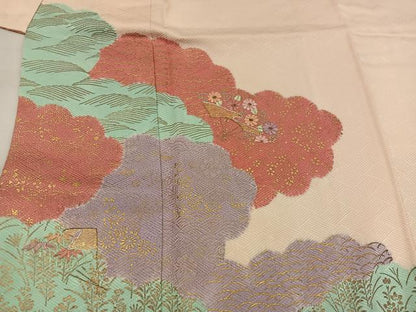 平和屋着物■訪問着 刺繍 文箱菊花文 金銀彩 正絹 逸品 BAAW6205mz