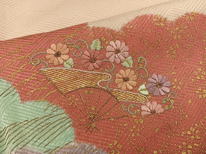 平和屋着物■訪問着 刺繍 文箱菊花文 金銀彩 正絹 逸品 BAAW6205mz