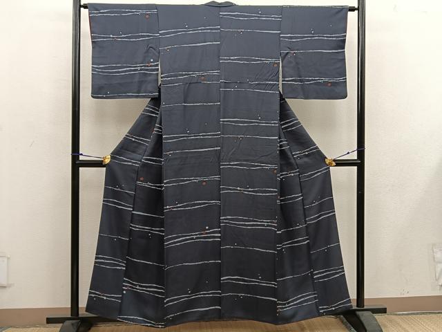 平和屋着物■上質な小紋 横段文 正絹 逸品 BAAW6206mz