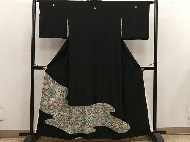 平和屋着物■豪華黒留袖 刺繍 飛鶴花文 金彩 正絹 逸品 BAAW6209mz