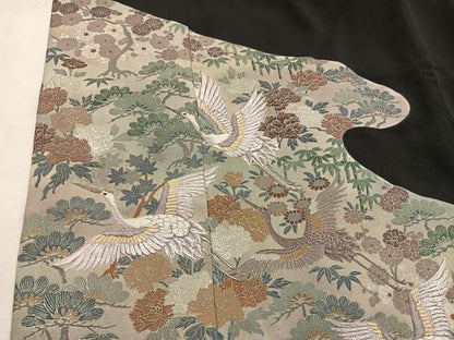 平和屋着物■豪華黒留袖 刺繍 飛鶴花文 金彩 正絹 逸品 BAAW6209mz