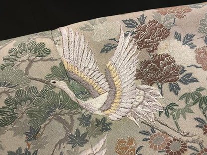 平和屋着物■豪華黒留袖 刺繍 飛鶴花文 金彩 正絹 逸品 BAAW6209mz