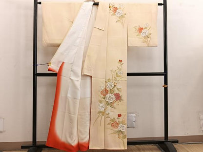 平和屋着物■訪問着 駒刺繍 草花文 暈し染め 金彩 正絹 逸品 BAAW6225mz