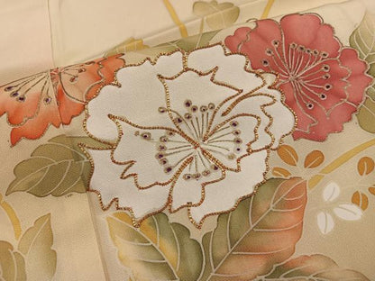 平和屋着物■訪問着 駒刺繍 草花文 暈し染め 金彩 正絹 逸品 BAAW6225mz