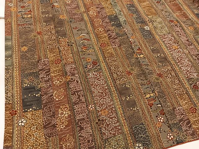 平和屋着物■上質な小紋 型染め 風景花文 鬼しぼ縮緬 正絹 逸品 BAAW6237mz