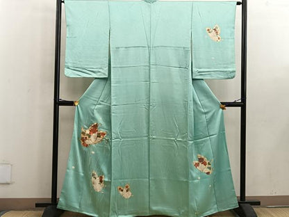平和屋着物■訪問着 駒刺繍 舞蝶花文 金彩 正絹 逸品 BAAW6239mz