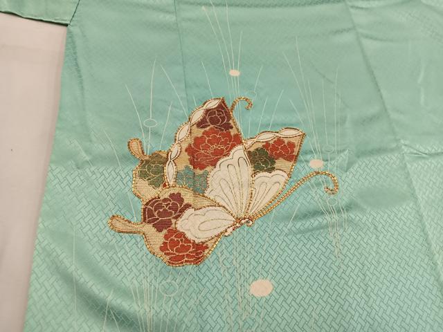 平和屋着物■訪問着 駒刺繍 舞蝶花文 金彩 正絹 逸品 BAAW6239mz