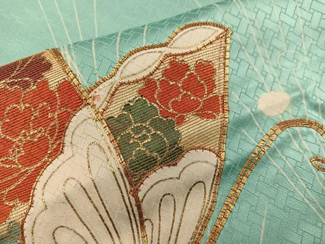 平和屋着物■訪問着 駒刺繍 舞蝶花文 金彩 正絹 逸品 BAAW6239mz