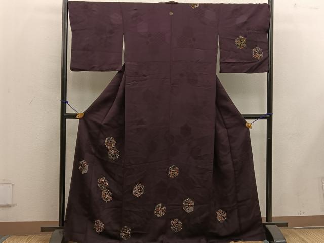 平和屋着物■訪問着 刺繍 亀甲花文 正絹 逸品 BAAW6258mz