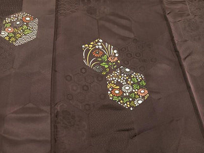 平和屋着物■訪問着 刺繍 亀甲花文 正絹 逸品 BAAW6258mz