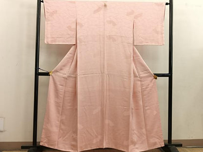 平和屋着物■上質な色無地 地紙重ね地紋 深支子色 正絹 逸品 未使用 BAAW6280mz