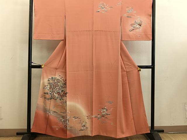 平和屋着物■訪問着 陶器花文 暈し染め 金彩 正絹 逸品 BAAW6283mz