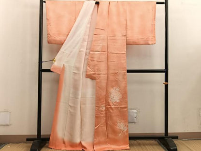 平和屋着物■色留訪問着　総刺繍　相良刺繍　檜扇花文　暈し染め　正絹　逸品　BAAW6289mz