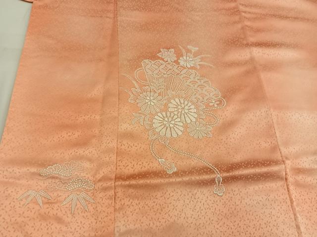 平和屋着物■色留訪問着　総刺繍　相良刺繍　檜扇花文　暈し染め　正絹　逸品　BAAW6289mz