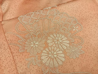 平和屋着物■色留訪問着　総刺繍　相良刺繍　檜扇花文　暈し染め　正絹　逸品　BAAW6289mz