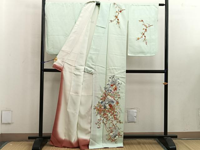 平和屋着物■訪問着 刺繍 御所車花文 金彩 正絹 逸品 BAAW6296mz