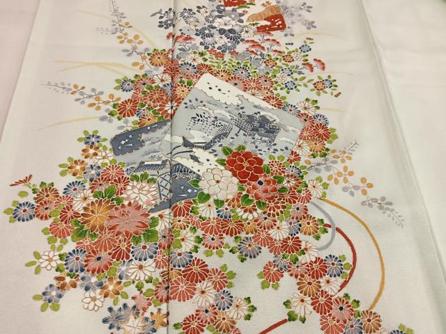 平和屋着物■訪問着 刺繍 御所車花文 金彩 正絹 逸品 BAAW6296mz