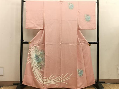 平和屋着物■訪問着 刺繍 牡丹花文 暈し染め 正絹 逸品 BAAW6298mz