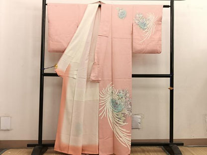 平和屋着物■訪問着 刺繍 牡丹花文 暈し染め 正絹 逸品 BAAW6298mz